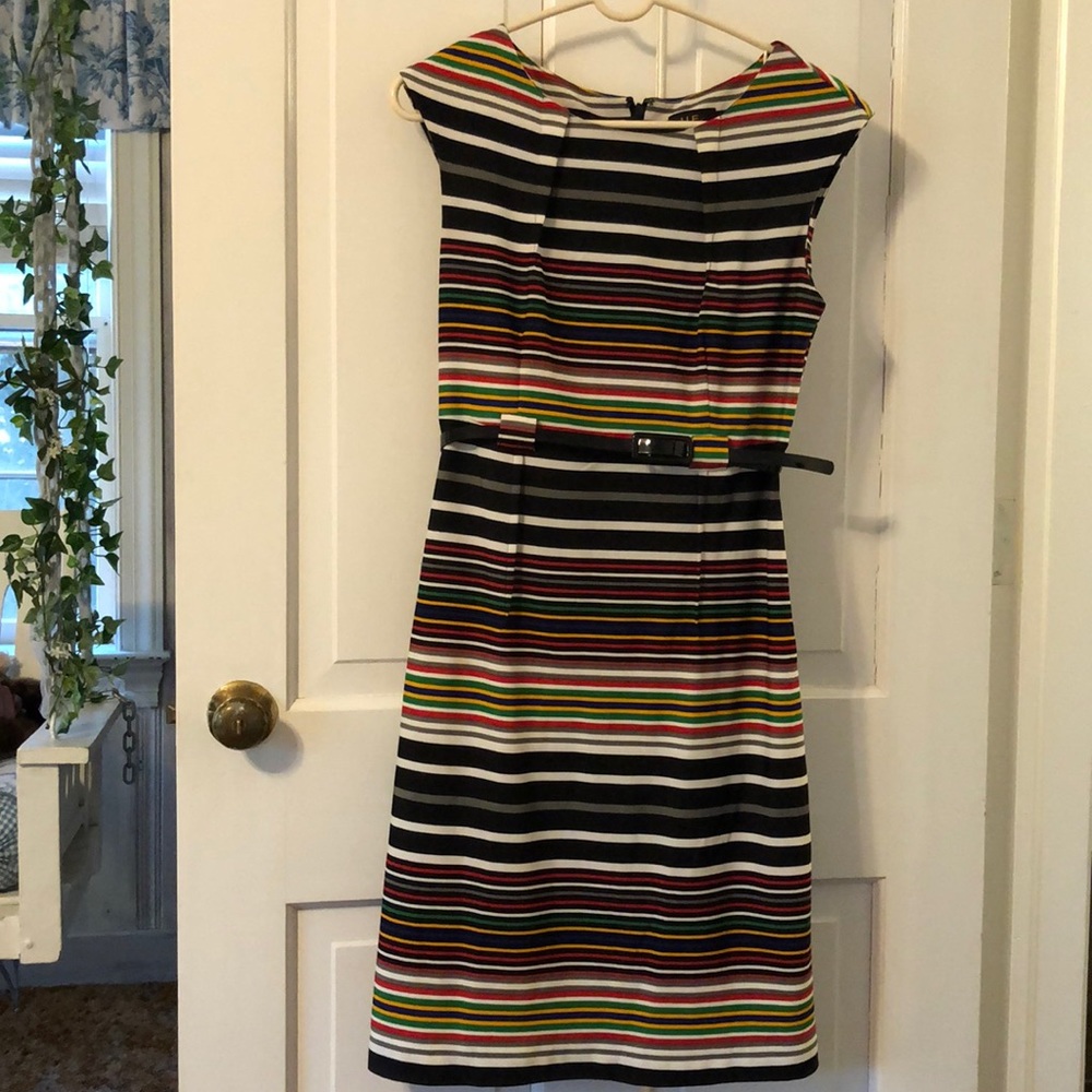ILE New York Belted Multicolor Striped Dress